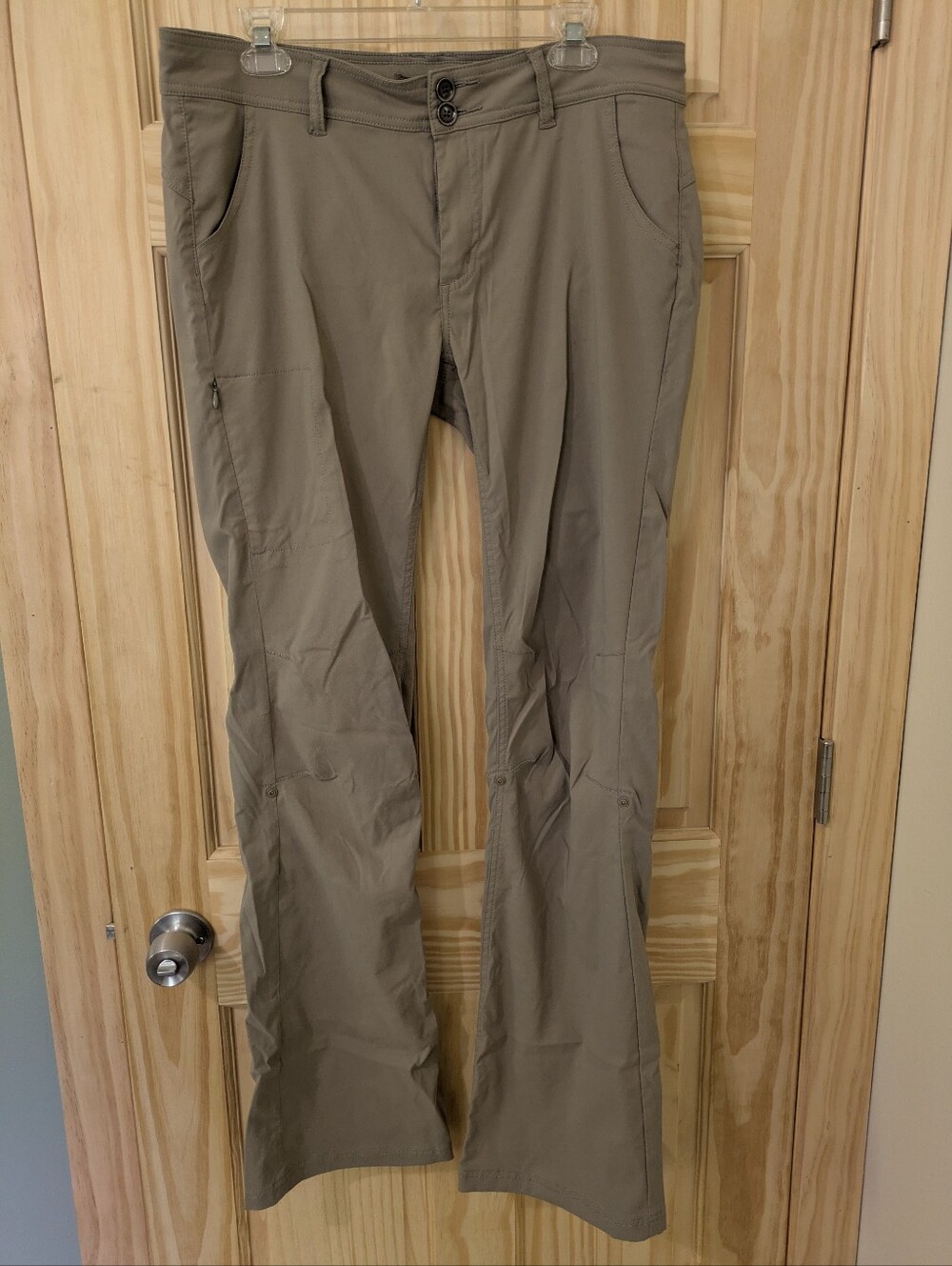 prAna Bootcut Hiking Pants Tan Utility Trail Outdoor Stretch TALL 12 Long